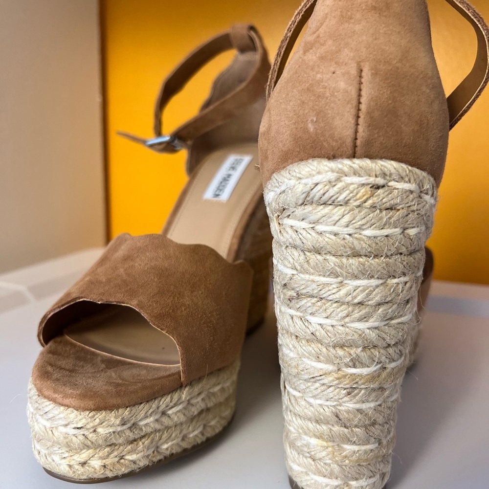 Steve Madden Womens Tan Suede Susana Ankle Straps Wedge Sandals Espadrilles 10M - Picture 5 of 17
